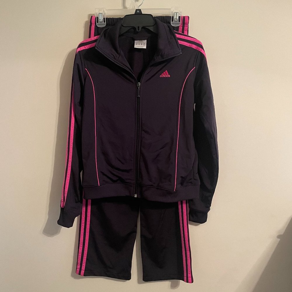 Adidas Womens Athletic Top/Bottom Set - Navy/Pink - Womens S